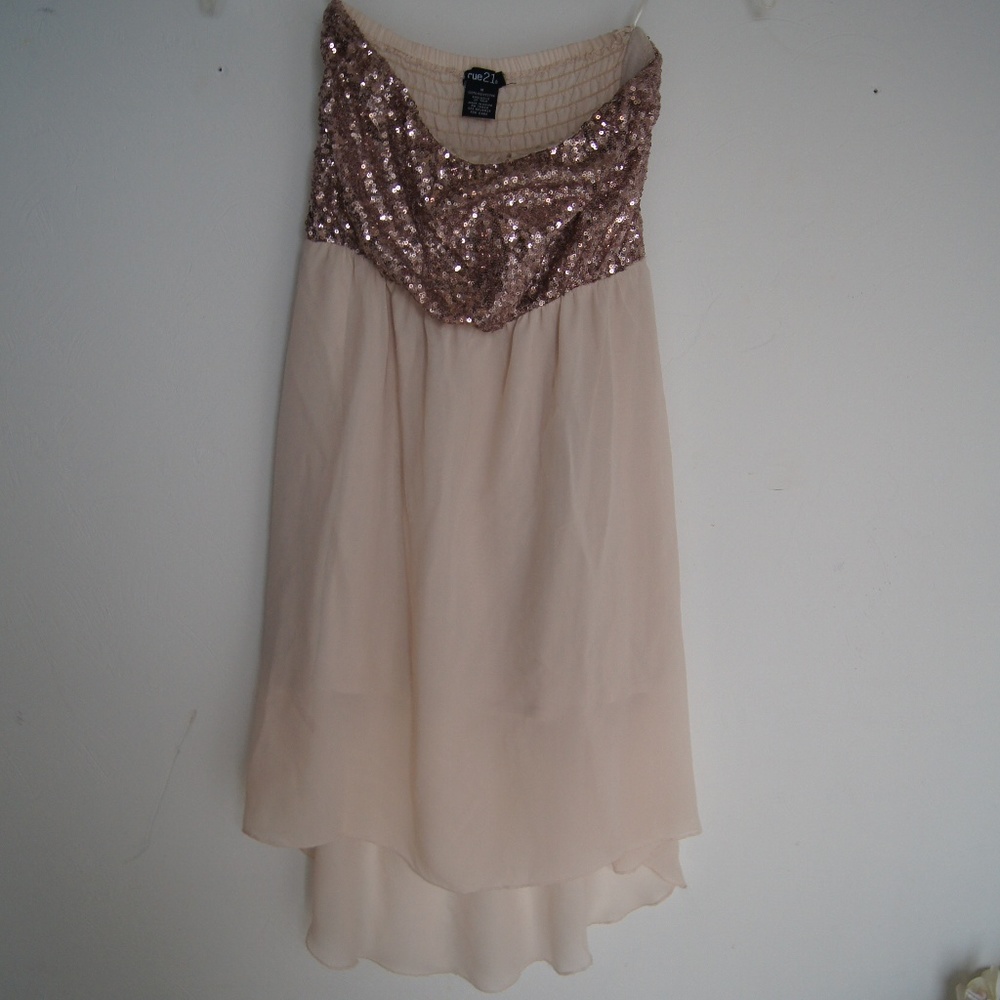 Rue 21 Sleeveless Dress Pinkish Cream Bling Bust